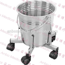 Stainless steel medical kick bucket with five castors